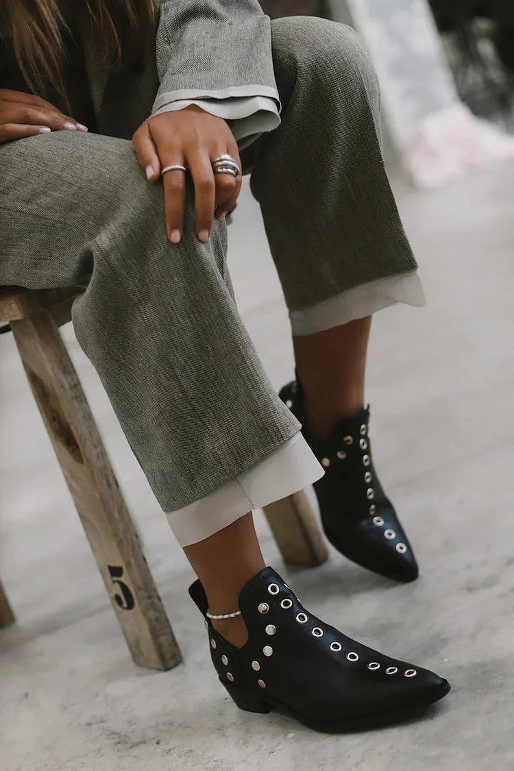 Brenda | Pointed Studded Ankle Boot