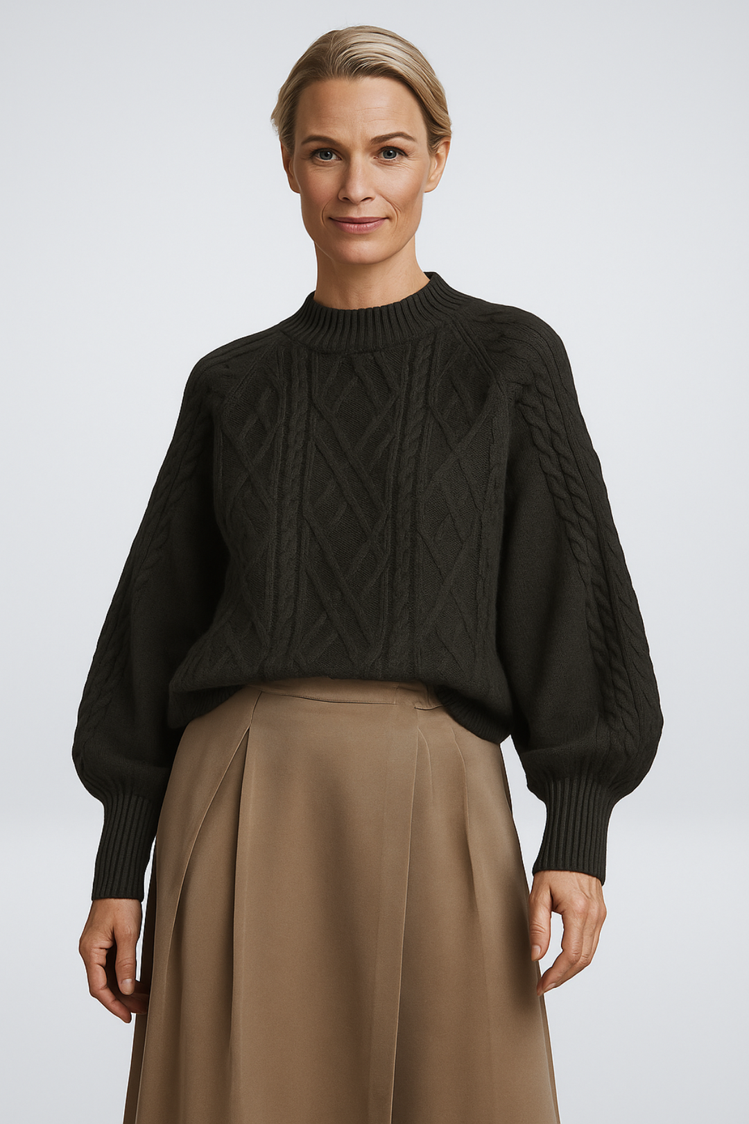 Women’s Chunky Knit Sweater – Oversized Fit with High Neck