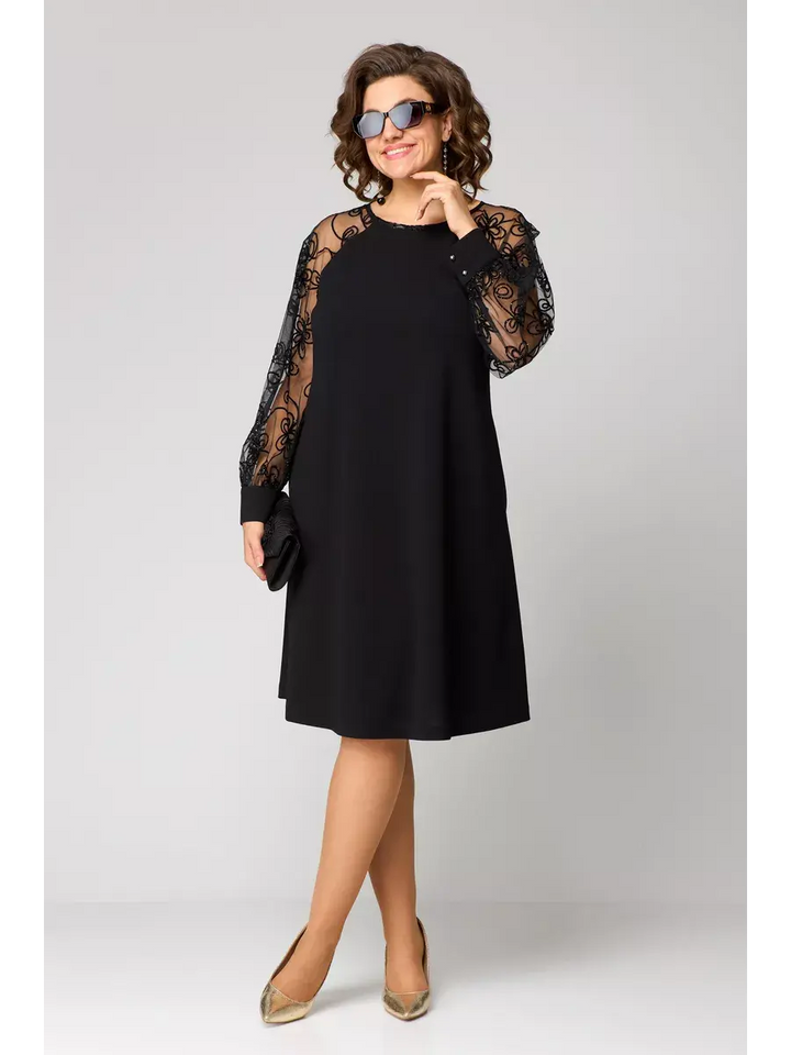 Marika | Classic Dress with Lace Sleeves