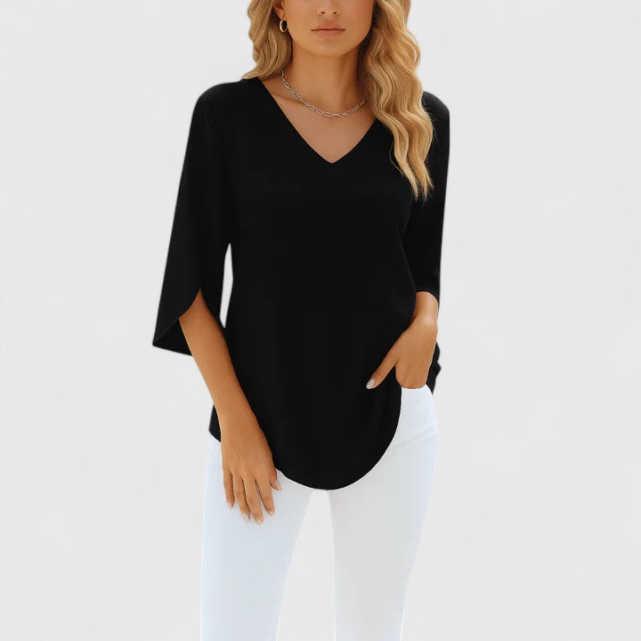 Violetta™ | Elegant V-Neck Blouse