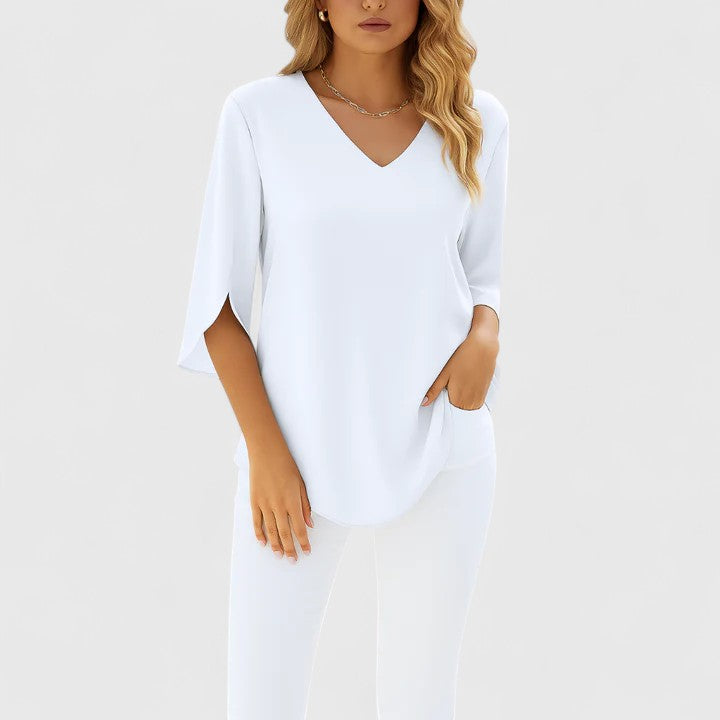 Violetta™ | Elegant V-Neck Blouse