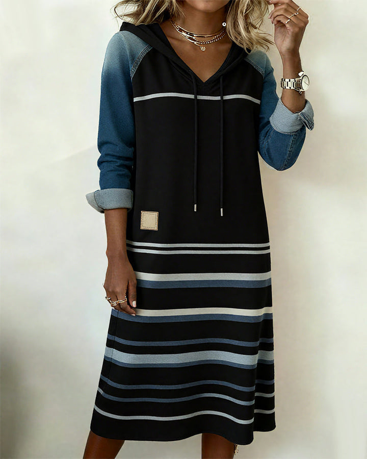Velstra | Soft Stripe Shift Hoodie Dress