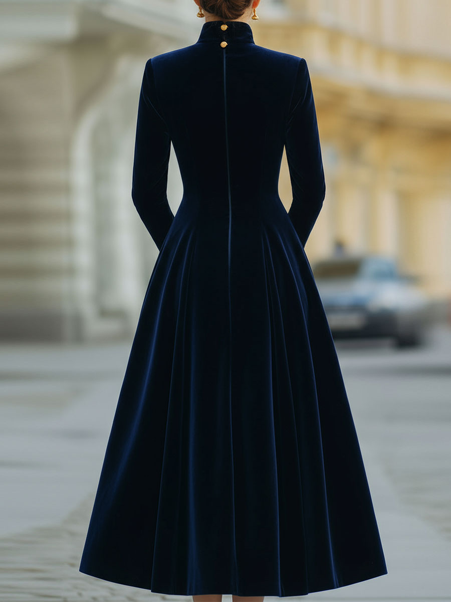 Natalia | A-Line Dress Featuring Elegant Gold Accents