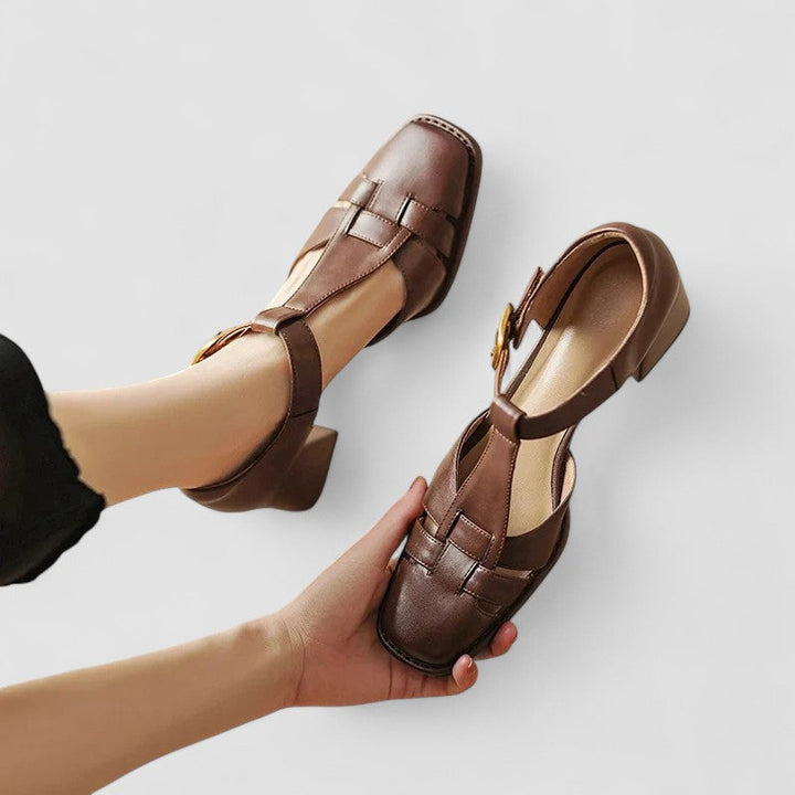 Elyxiana | T-Strap Block Heels for Orthopedic Support