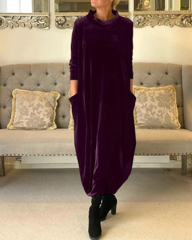 Elspeth | Cozy Draped Maxi Dress for Winter