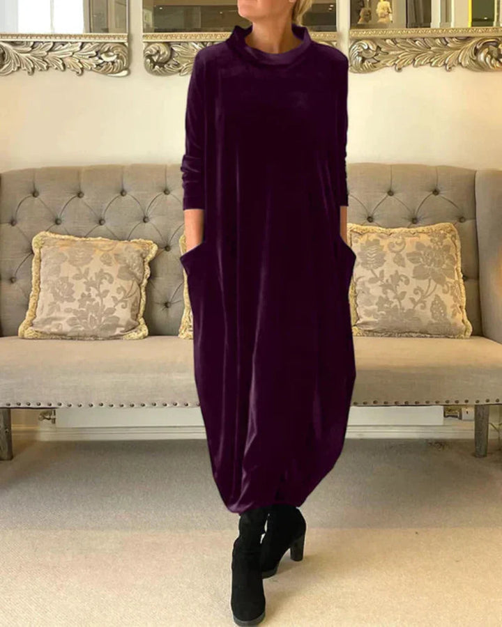 Elspeth | Cozy Draped Maxi Dress for Winter