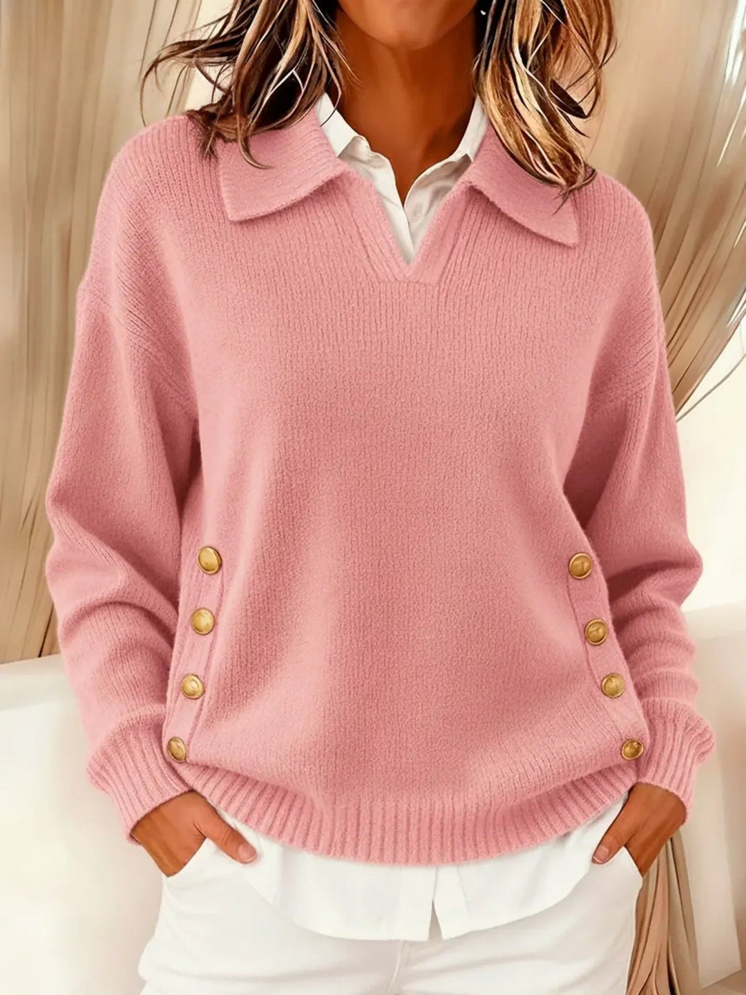 Lorayne | Knit Sweater with Button Accents
