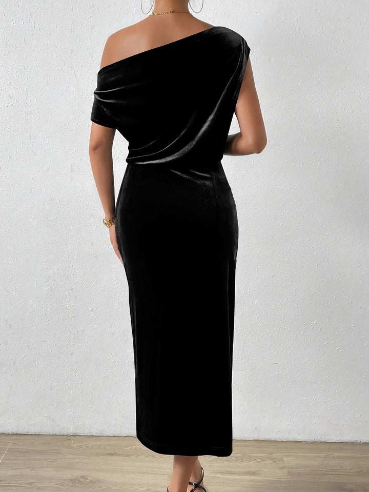 Marilyn - Classic Velvet Midi Dress for Effortless Elegance