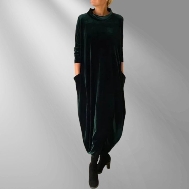 Elspeth | Cozy Draped Maxi Dress for Winter