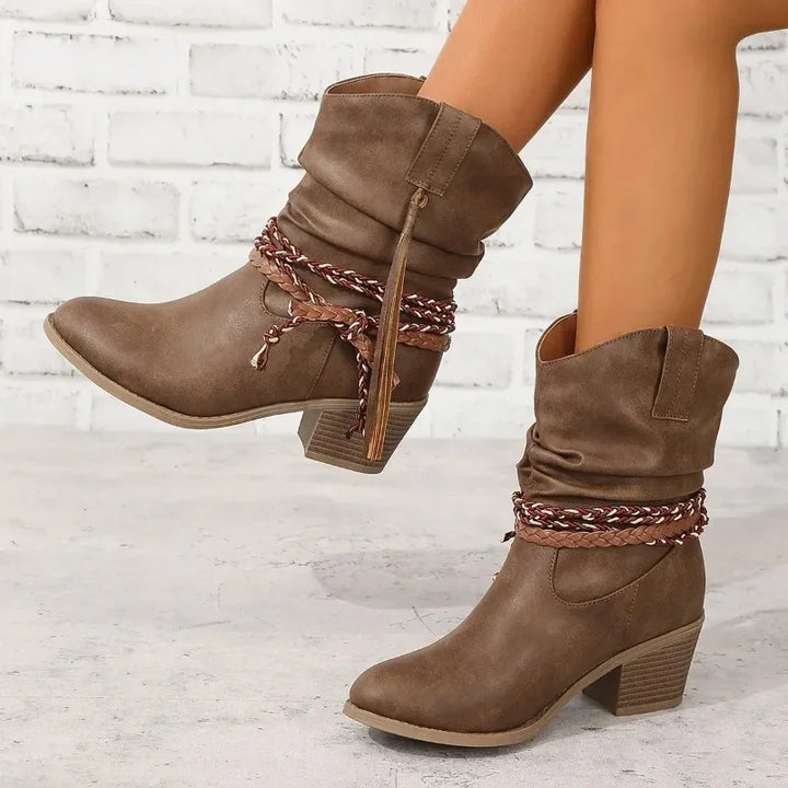 Delphine | Western Leather-Look Boots