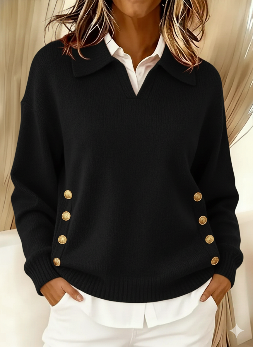 Lorayne | Knit Sweater with Button Accents