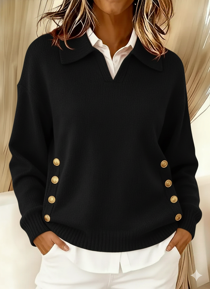 Lorayne | Knit Sweater with Button Accents