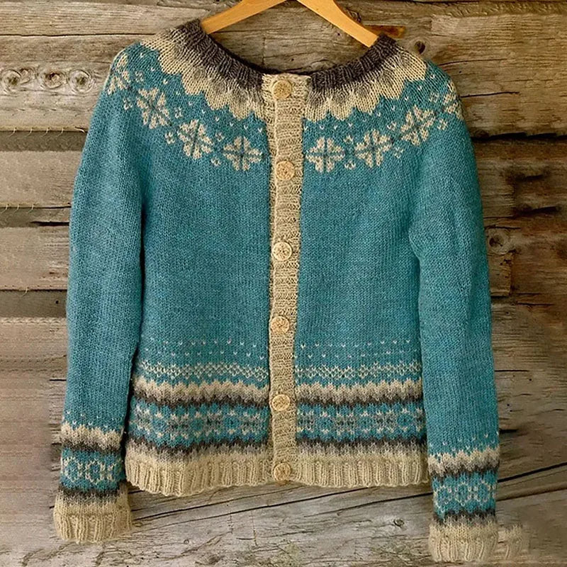 Allaira | Retro Icelandic Knit Cardigan