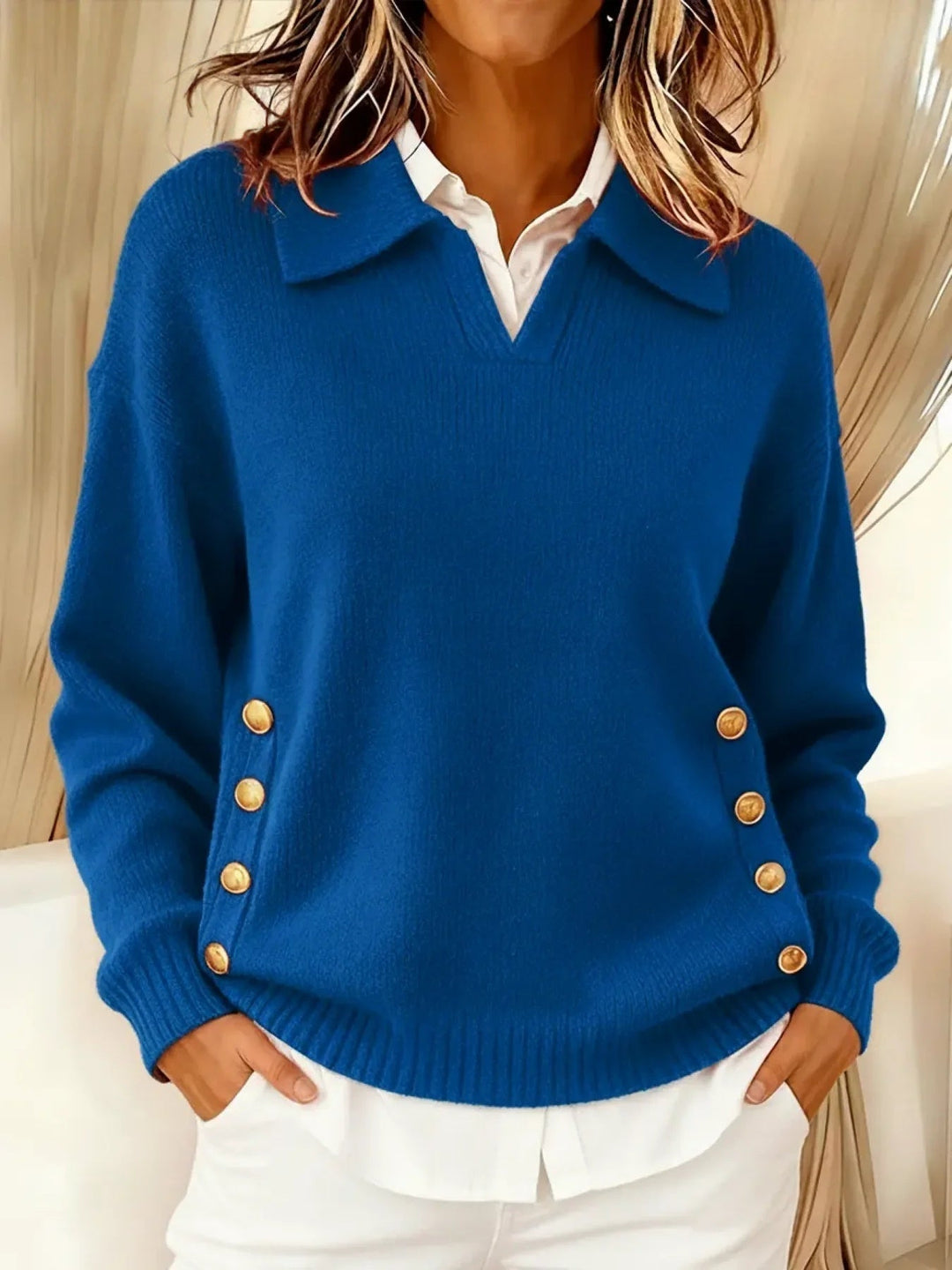 Lorayne | Knit Sweater with Button Accents