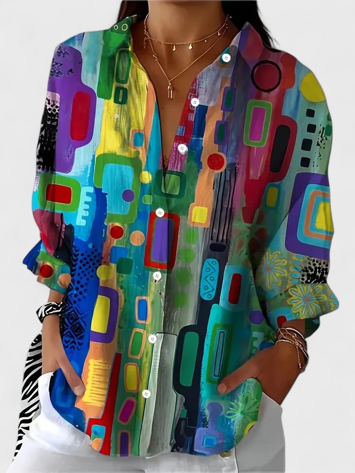 Rose™ | Chic Geometric Print Blouse